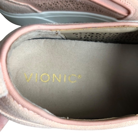 Vionic Sneaker Kimmie Perforated Suede Slip On Peach Pink Size 9 - Picture 7 of 12